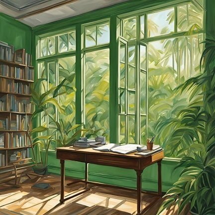 Member Quiz Study room in a forested area
